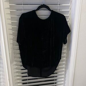 Madewell Black Velvet Short Sleeve Top